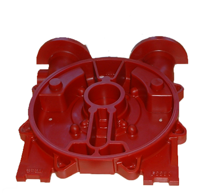 Red foundry sand tooling with circular cavities